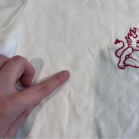 brandy melville white and red embroidered devil graphic top y2k grunge vintage - Picture 5 of 10